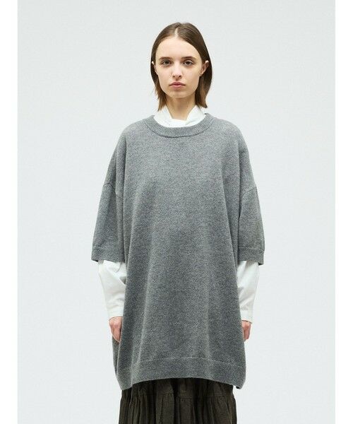 mizuiro ind / ミズイロインド ニット・セーター | mizuiro ind クルーネックワイドチュニック（グレー(color91)）