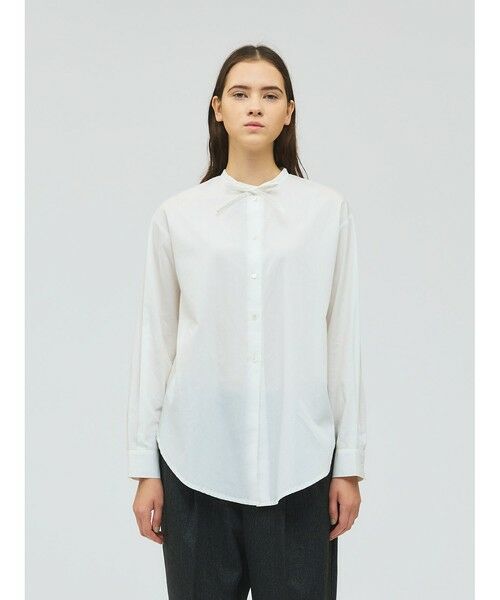 mizuiro ind / ミズイロインド シャツ・ブラウス | mizuiro ind リボンタイロングシャツ（オフホワイト(color11)）