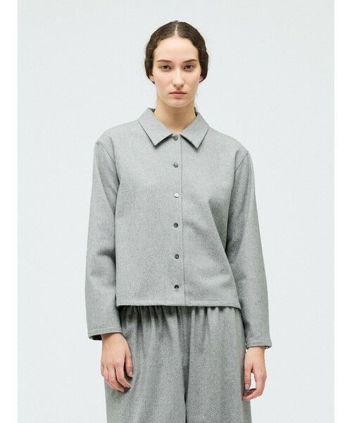 mizuiro ind / ミズイロインド シャツ・ブラウス | mizuiro ind ウールブレンドベーシックシャツ（ライトグレー(color90)）