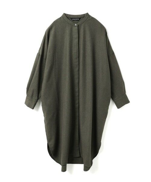 mizuiro ind / ミズイロインド ドレス | mizuiro ind ウールブレンドスタンドカラーシャツワンピース（ブラウン(color44)）