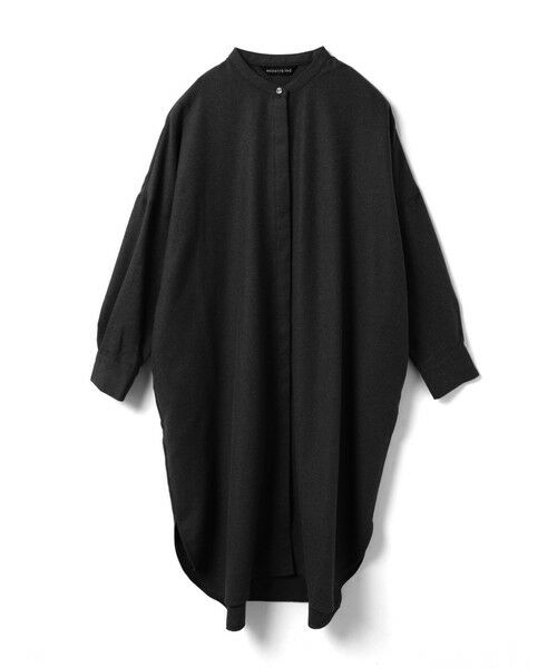mizuiro ind / ミズイロインド ドレス | mizuiro ind ウールブレンドスタンドカラーシャツワンピース（ブラック(color99)）
