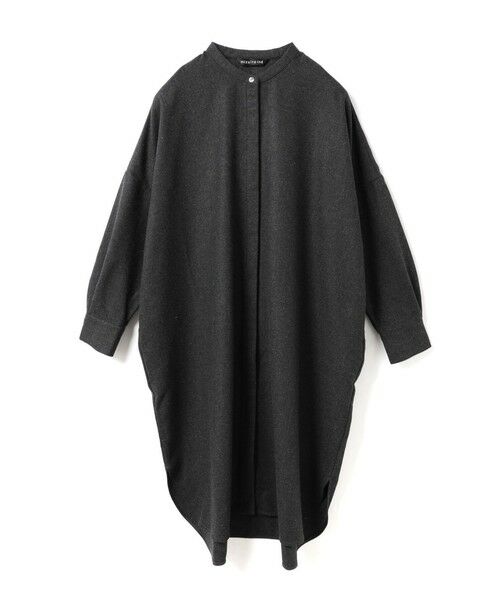 mizuiro ind / ミズイロインド ドレス | mizuiro ind ウールブレンドスタンドカラーシャツワンピース（チャコールグレー(color92)）