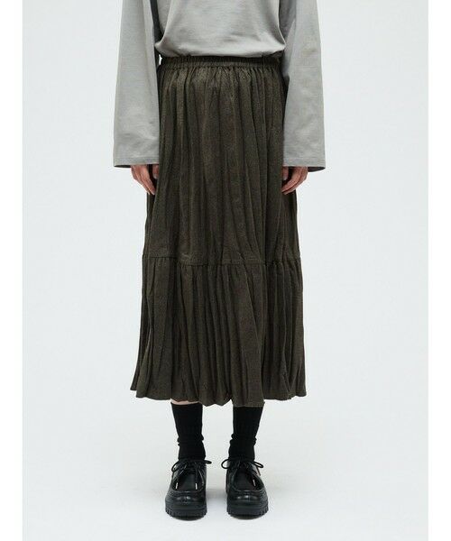mizuiro ind / ミズイロインド ミニ・ひざ丈スカート | mizuiro ind ウールブレンドティアードワッシャースカート | 詳細7