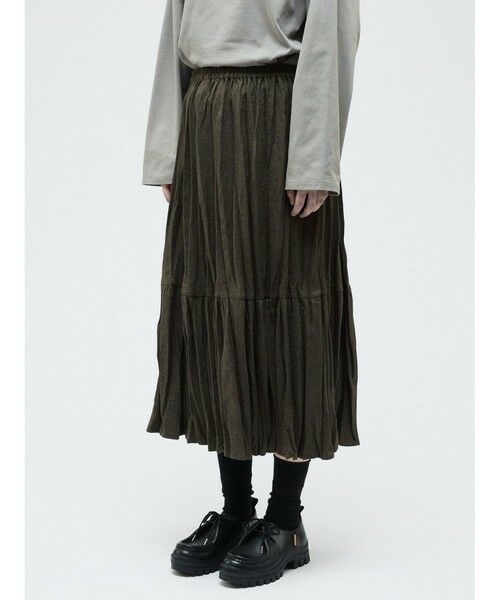 mizuiro ind / ミズイロインド ミニ・ひざ丈スカート | mizuiro ind ウールブレンドティアードワッシャースカート | 詳細8
