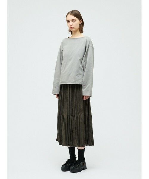 mizuiro ind / ミズイロインド ミニ・ひざ丈スカート | mizuiro ind ウールブレンドティアードワッシャースカート | 詳細3