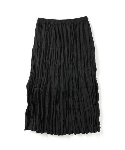 mizuiro ind / ミズイロインド ミニ・ひざ丈スカート | mizuiro ind ウールブレンドティアードワッシャースカート（ブラック(color99)）