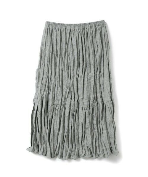 mizuiro ind / ミズイロインド ミニ・ひざ丈スカート | mizuiro ind ウールブレンドティアードワッシャースカート（ライトグレー(color90)）