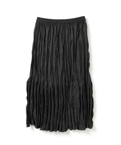 mizuiro ind / ミズイロインド ミニ・ひざ丈スカート | mizuiro ind ウールブレンドティアードワッシャースカート（チャコールグレー(color92)）