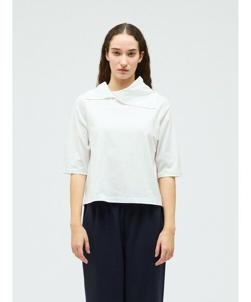 mizuiro ind / ミズイロインド カットソー | mizuiro ind アシンメトリーカラープルオーバー（オフホワイト(color11)）