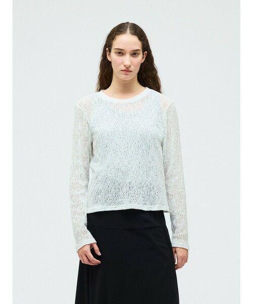 mizuiro ind / ミズイロインド カットソー | mizuiro ind レースクルーネックTシャツ（オフホワイト(color11)）