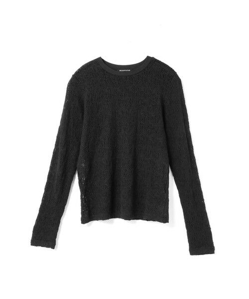 mizuiro ind / ミズイロインド カットソー | mizuiro ind レースクルーネックTシャツ（ブラック(color99)）