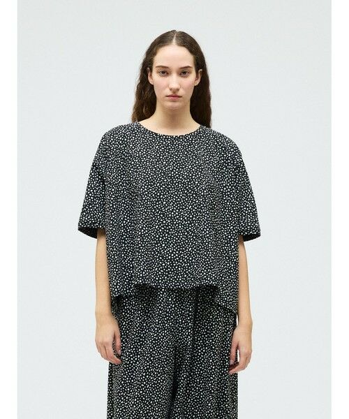 mizuiro ind / ミズイロインド カットソー | mizuiro ind プリントワイドプルオーバー（ブラック(color99)）