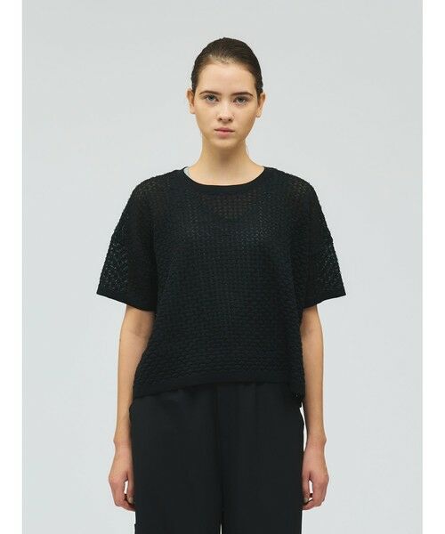 mizuiro ind / ミズイロインド ニット・セーター | mizuiro ind パターンシアーワイドプルオーバー（ブラック(color99)）