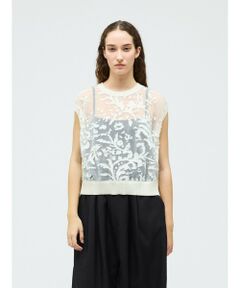 mizuiro ind メッシュ刺繍ショートベスト