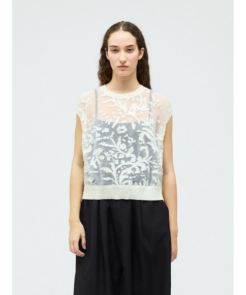 mizuiro ind / ミズイロインド ベスト | mizuiro ind メッシュ刺繍ショートベスト（アイボリー(color12)）