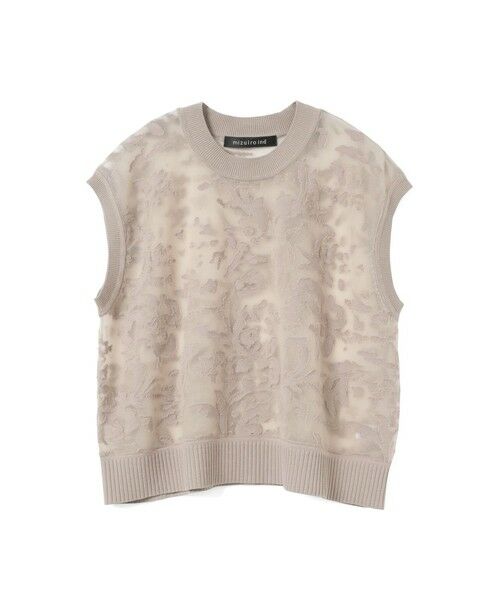 mizuiro ind / ミズイロインド ベスト | mizuiro ind メッシュ刺繍ショートベスト（ベージュ(color20)）
