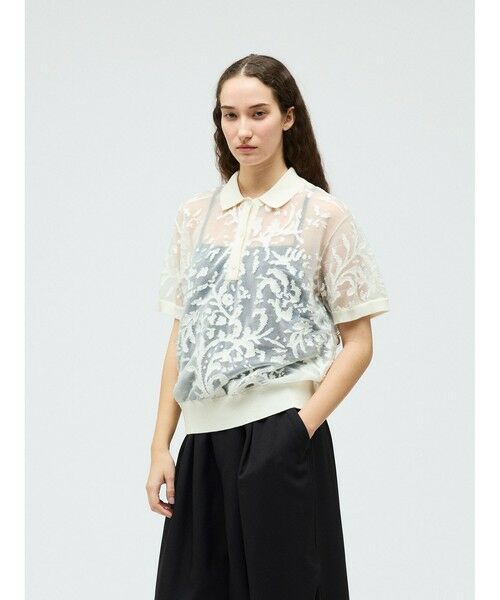 mizuiro ind / ミズイロインド カットソー | mizuiro ind メッシュ刺繍ポロプルオーバー | 詳細9