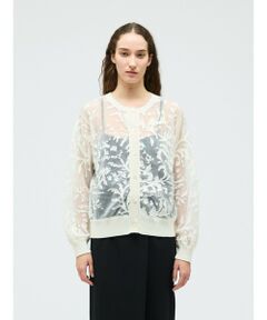 mizuiro ind / ミズイロインド カーディガン・ボレロ | mizuiro ind メッシュ刺繍クルーカーディガン