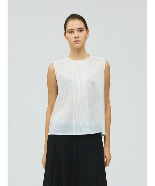 mizuiro ind / ミズイロインド シャツ・ブラウス | mizuiro ind ピンタック＆レースノースリーブプルオーバー（オフホワイト(color11)）