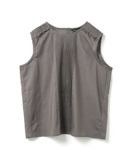 mizuiro ind / ミズイロインド シャツ・ブラウス | mizuiro ind ピンタック＆レースノースリーブプルオーバー（チャコールグレー(color92)）