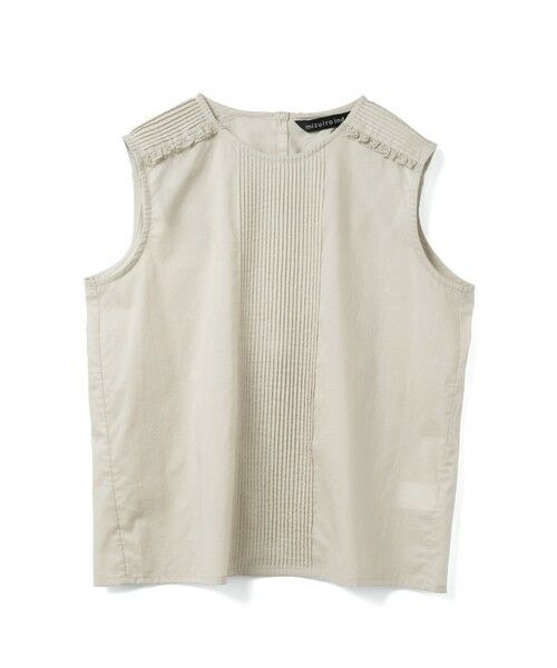 mizuiro ind / ミズイロインド シャツ・ブラウス | mizuiro ind ピンタック＆レースノースリーブプルオーバー（ベージュ(color20)）