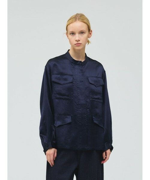 mizuiro ind / ミズイロインド シャツ・ブラウス | mizuiro ind サテンワークシャツ（ネイビー(color77)）