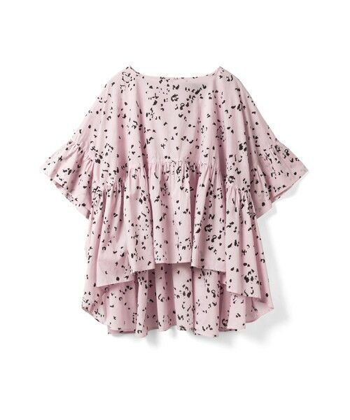 mizuiro ind / ミズイロインド シャツ・ブラウス | mizuiro ind プリントワイドギャザープルオーバー（ピンク(color41)）