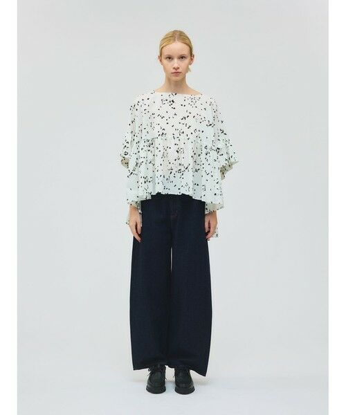 mizuiro ind / ミズイロインド シャツ・ブラウス | mizuiro ind プリントワイドギャザープルオーバー | 詳細12