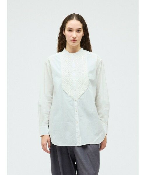 mizuiro ind / ミズイロインド シャツ・ブラウス | mizuiro ind ブランディングクロスシャツ（オフホワイト(color11)）