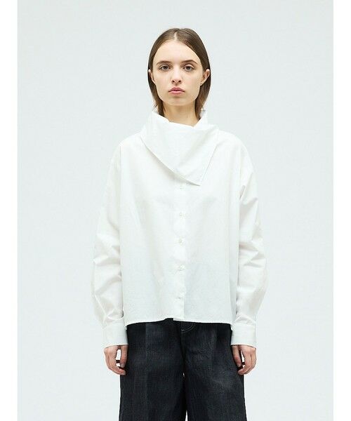 mizuiro ind / ミズイロインド シャツ・ブラウス | mizuiro ind スカーフカラーシャツ（オフホワイト(color11)）