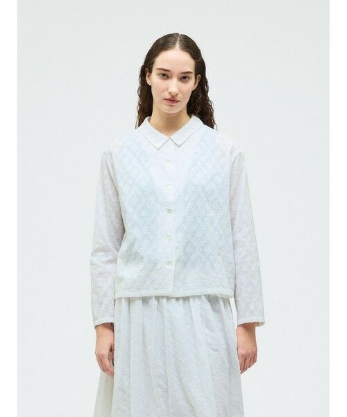 mizuiro ind / ミズイロインド シャツ・ブラウス | mizuiro ind ジャカードロングスリーブシャツ（オフホワイト(color11)）