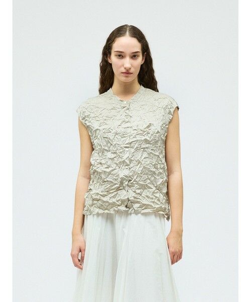 mizuiro ind / ミズイロインド シャツ・ブラウス | mizuiro ind ワッシャーノースリーブシャツ（ライトベージュ(color19)）