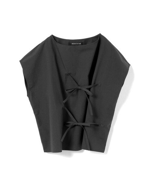 mizuiro ind / ミズイロインド カットソー | mizuiro ind リボンプルオーバー（ブラック(color99)）