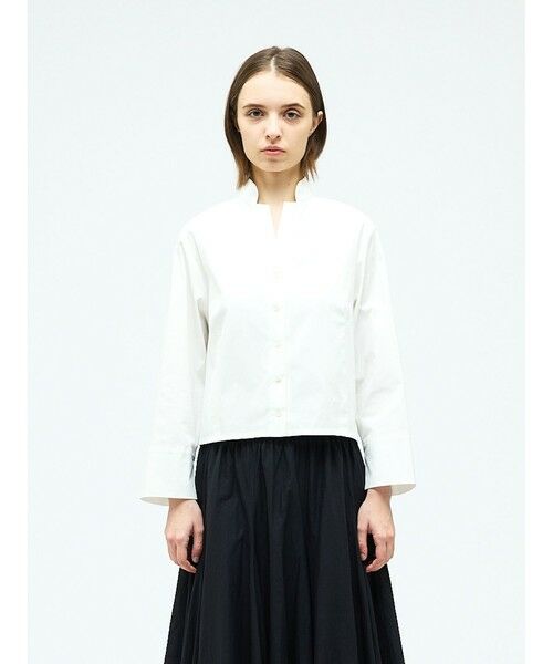 mizuiro ind / ミズイロインド シャツ・ブラウス | mizuiro ind スタンドカラーショートシャツ（オフホワイト(color11)）