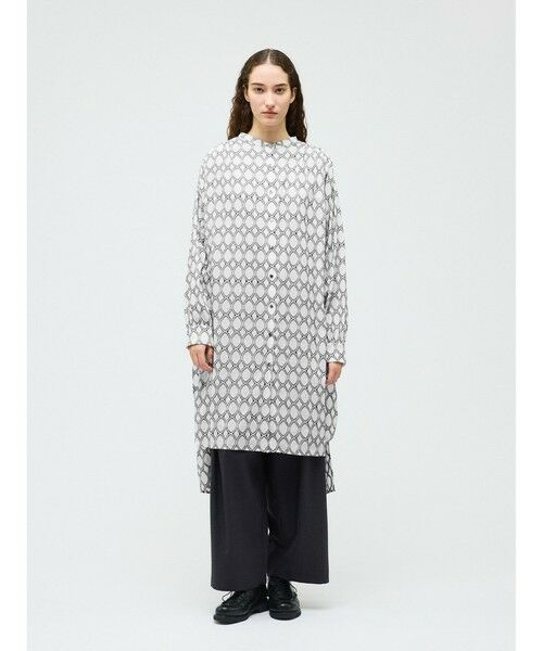 mizuiro ind / ミズイロインド ロング・マキシ丈ワンピース | mizuiro ind ジャカードギャザーショルダーワンピース（ミックス(color96)）