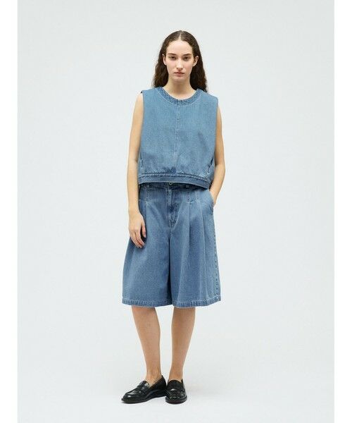 mizuiro ind / ミズイロインド その他パンツ | mizuiro ind ハイウエストワイドハーフパンツ(BLEACH)（ブリーチ(color30)）