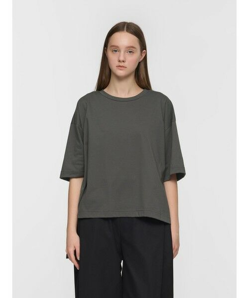 mizuiro ind / ミズイロインド カットソー | mizuiro ind サイドスリットワイドチュニックTシャツ（ダークグレー(color92)）