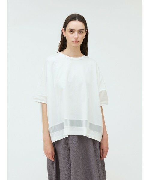 mizuiro ind / ミズイロインド カットソー | mizuiro ind メッシュヘムワイドプルオーバー（オフホワイト(color11)）
