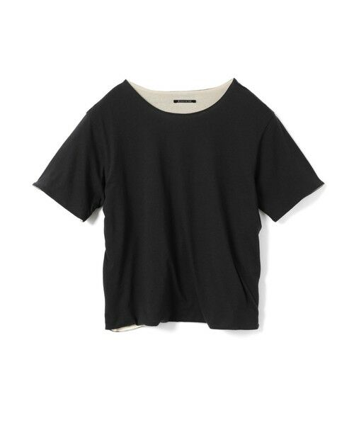 mizuiro ind / ミズイロインド カットソー | mizuiro ind バイカラーリバーシブルTシャツ(ブラック×アイボリー(color99))