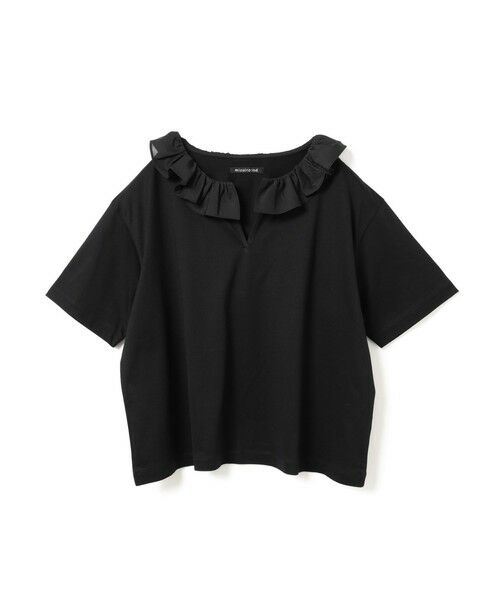 mizuiro ind / ミズイロインド カットソー | mizuiro ind フリルカラースキッパーTシャツ（ブラック(color99)）