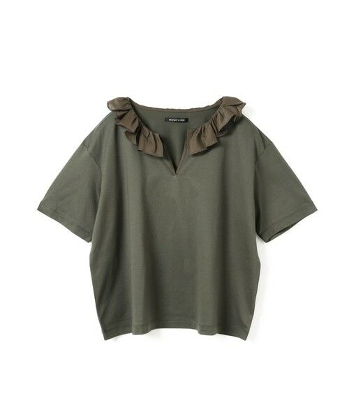 mizuiro ind / ミズイロインド カットソー | mizuiro ind フリルカラースキッパーTシャツ（グレー(color91)）