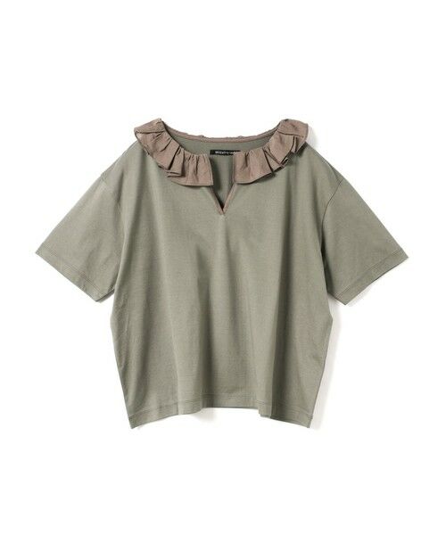 mizuiro ind / ミズイロインド カットソー | mizuiro ind フリルカラースキッパーTシャツ（グレーA(color91A)）