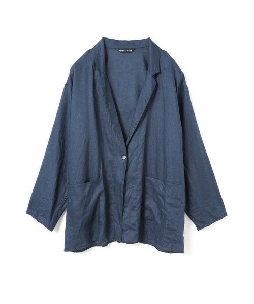 mizuiro ind / ミズイロインド テーラードジャケット | mizuiro ind リネンワイドシャツジャケット（ネイビー(color77)）