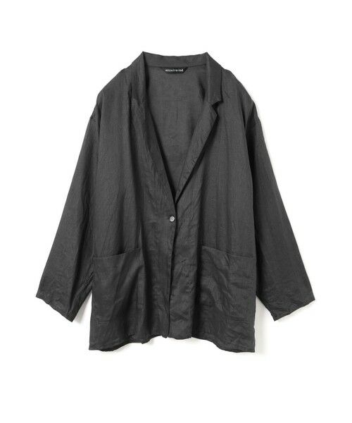mizuiro ind / ミズイロインド テーラードジャケット | mizuiro ind リネンワイドシャツジャケット（ブラック(color99)）