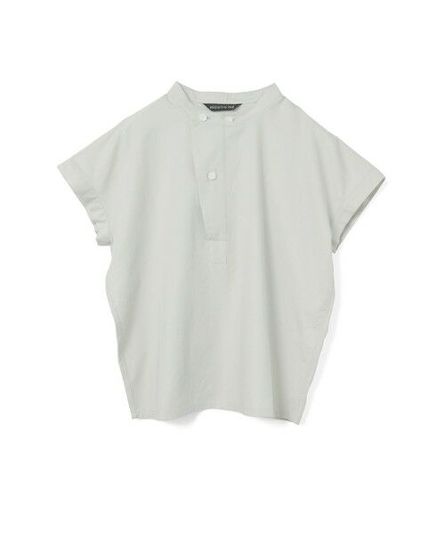 mizuiro ind / ミズイロインド シャツ・ブラウス | mizuiro ind コットンリネンアシンメトリーカラーシャツ（ライトグレー(color90)）