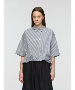 mizuiro ind / ミズイロインド シャツ・ブラウス | mizuiro ind ストライプハーフスリーブバルーンシャツ