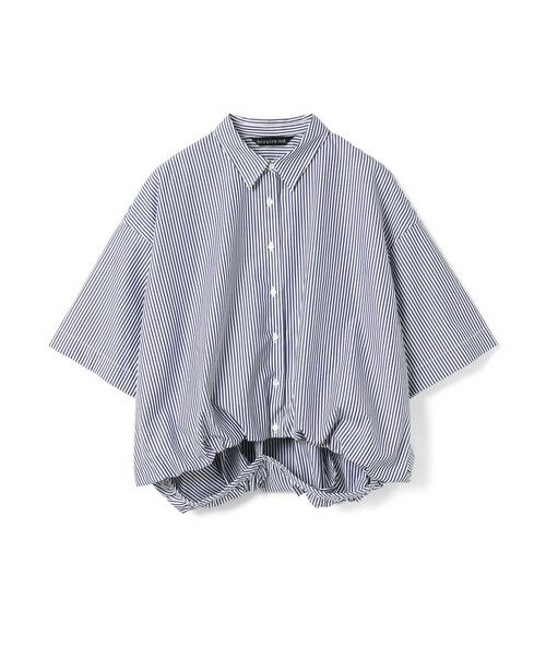 mizuiro ind / ミズイロインド シャツ・ブラウス | mizuiro ind ストライプハーフスリーブバルーンシャツ | 詳細1