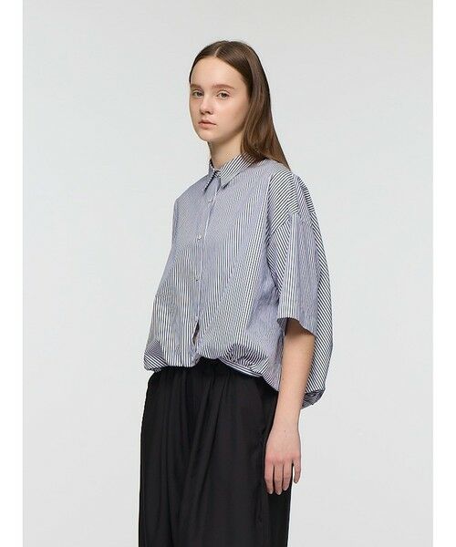 mizuiro ind / ミズイロインド シャツ・ブラウス | mizuiro ind ストライプハーフスリーブバルーンシャツ | 詳細3