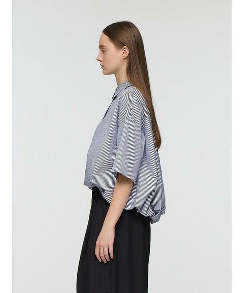 mizuiro ind / ミズイロインド シャツ・ブラウス | mizuiro ind ストライプハーフスリーブバルーンシャツ | 詳細4