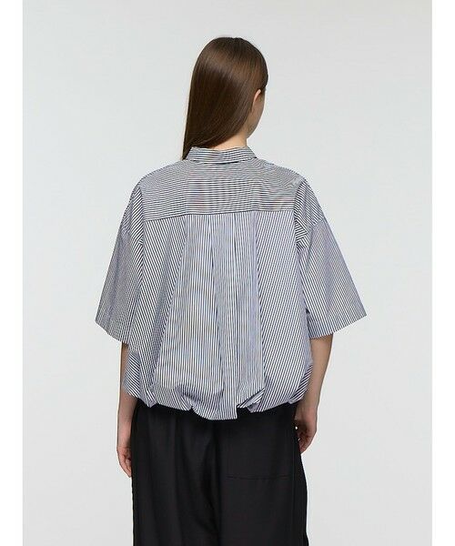 mizuiro ind / ミズイロインド シャツ・ブラウス | mizuiro ind ストライプハーフスリーブバルーンシャツ | 詳細5